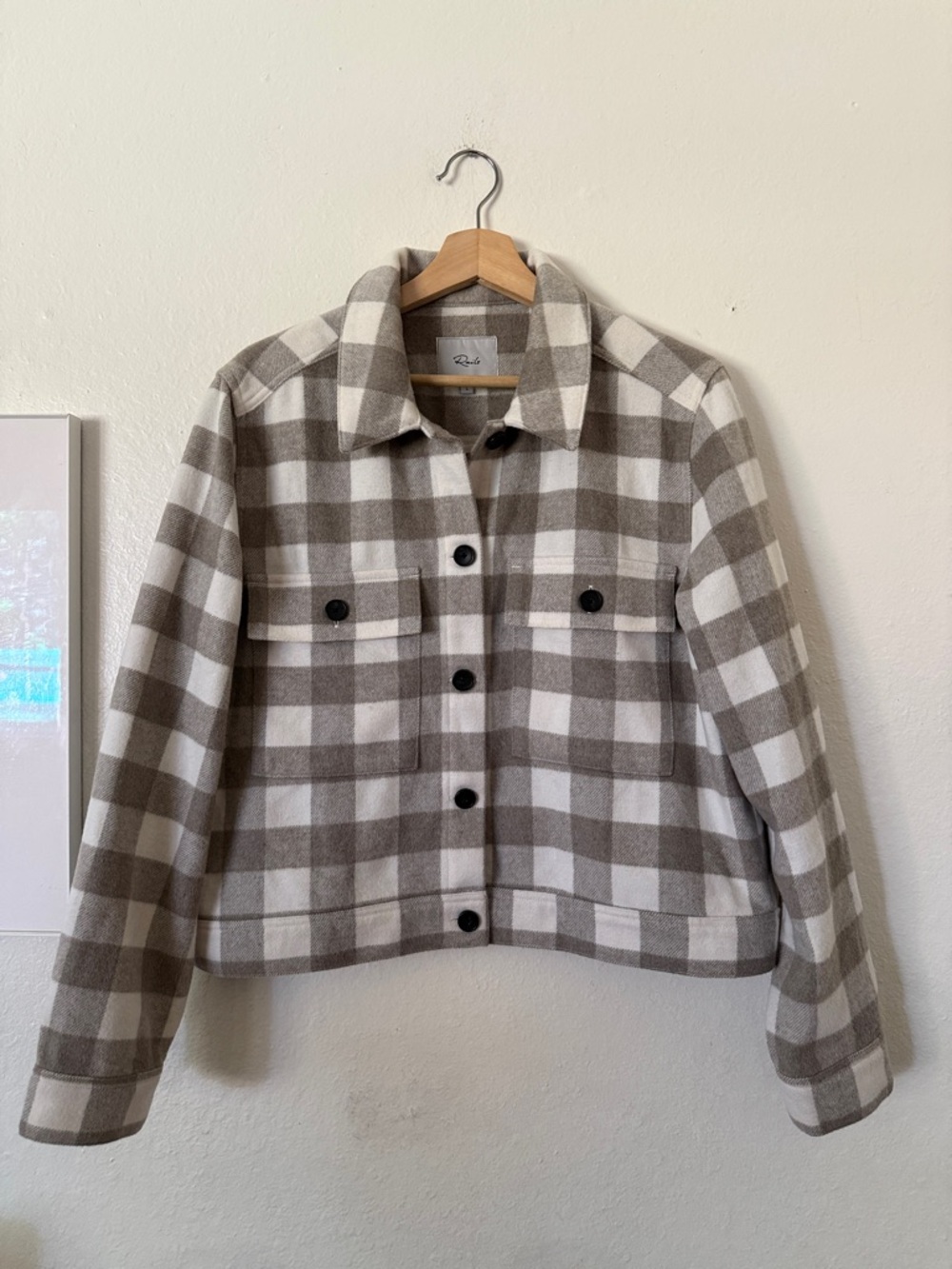 Rails Steffi Plaid Shirt Jacket in Ivory Rain Sz L